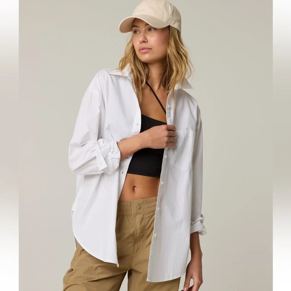 NWT OFFLINE Long Sleeve womens poplin Button Up Shirt Sz M casual, preppy - Picture 1 of 10